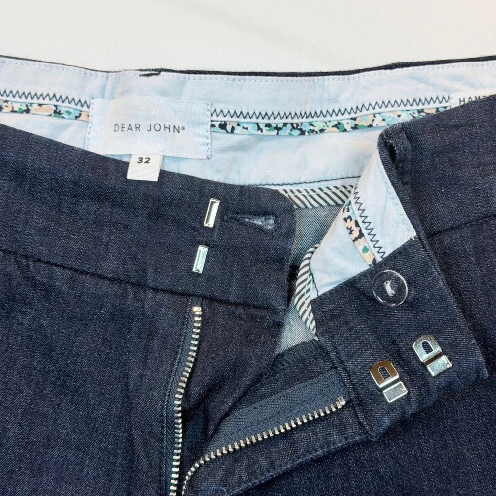 Dear‎ John Hampton Shorts Womens 32 Blue Denim Look Cuffed Stretch Casual